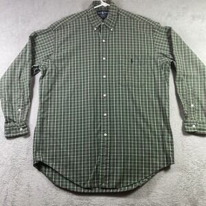 Ralph Lauren Men Medium Green Plaid Big Shirt Button Down Preppy Pony Logo LS